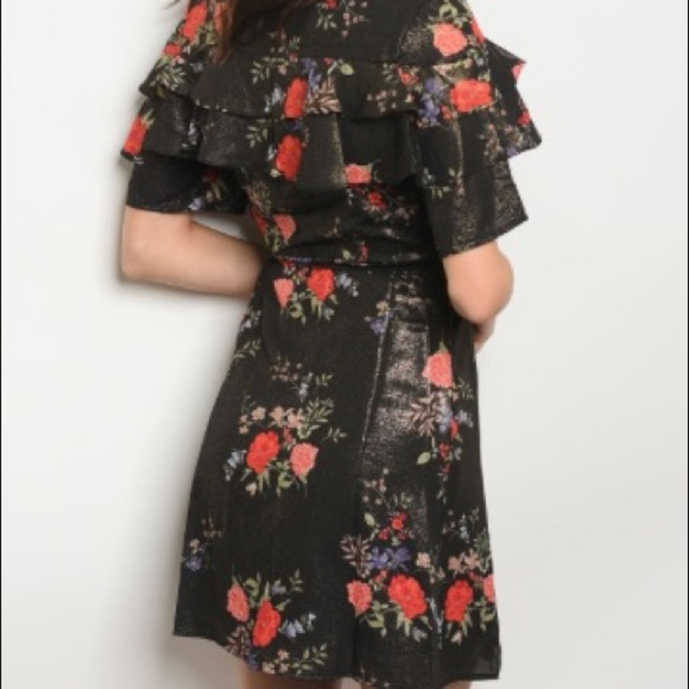 Gorgeous Shimmer Wrap Around  Floral Dress - Picture 2 of 3